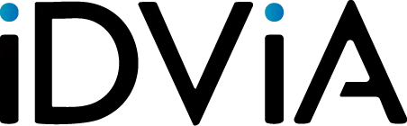 iDViA logo with black lettering and two small blue accent dots.